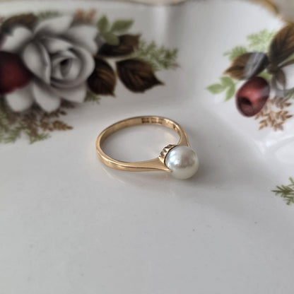 Vintage 18k gouden ring met parel