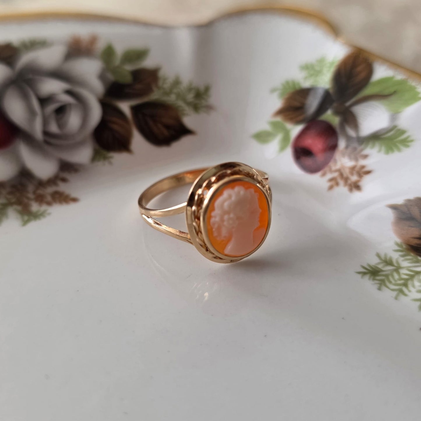 Vintage 18k gouden ring camee