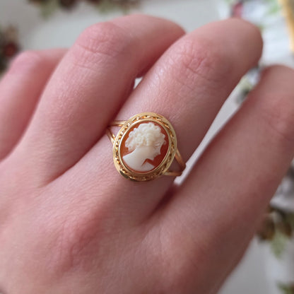 Vintage 18k gouden ring camee