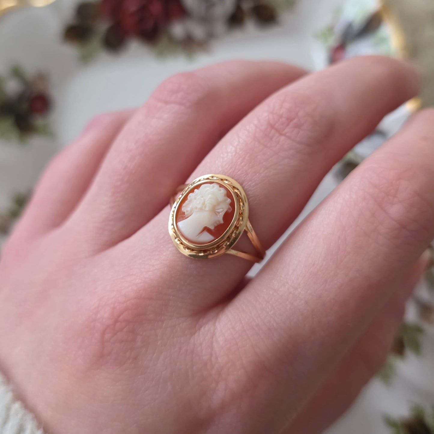 Vintage 18k gouden ring camee