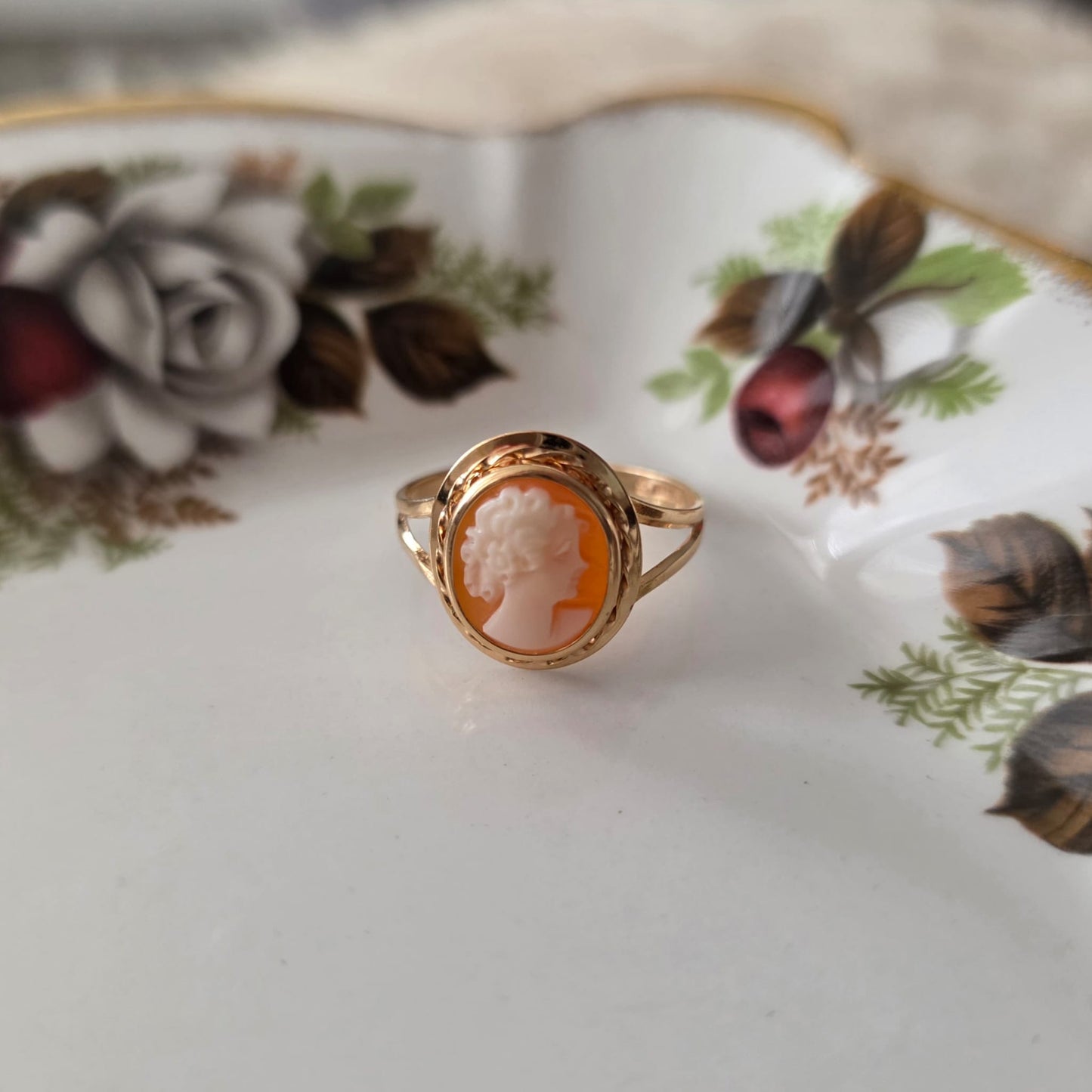 Vintage 18k gouden ring camee
