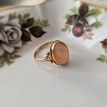 Vintage 14k gouden ring camee met gravure