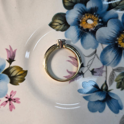 Vintage 9k ring met robijn en diamant