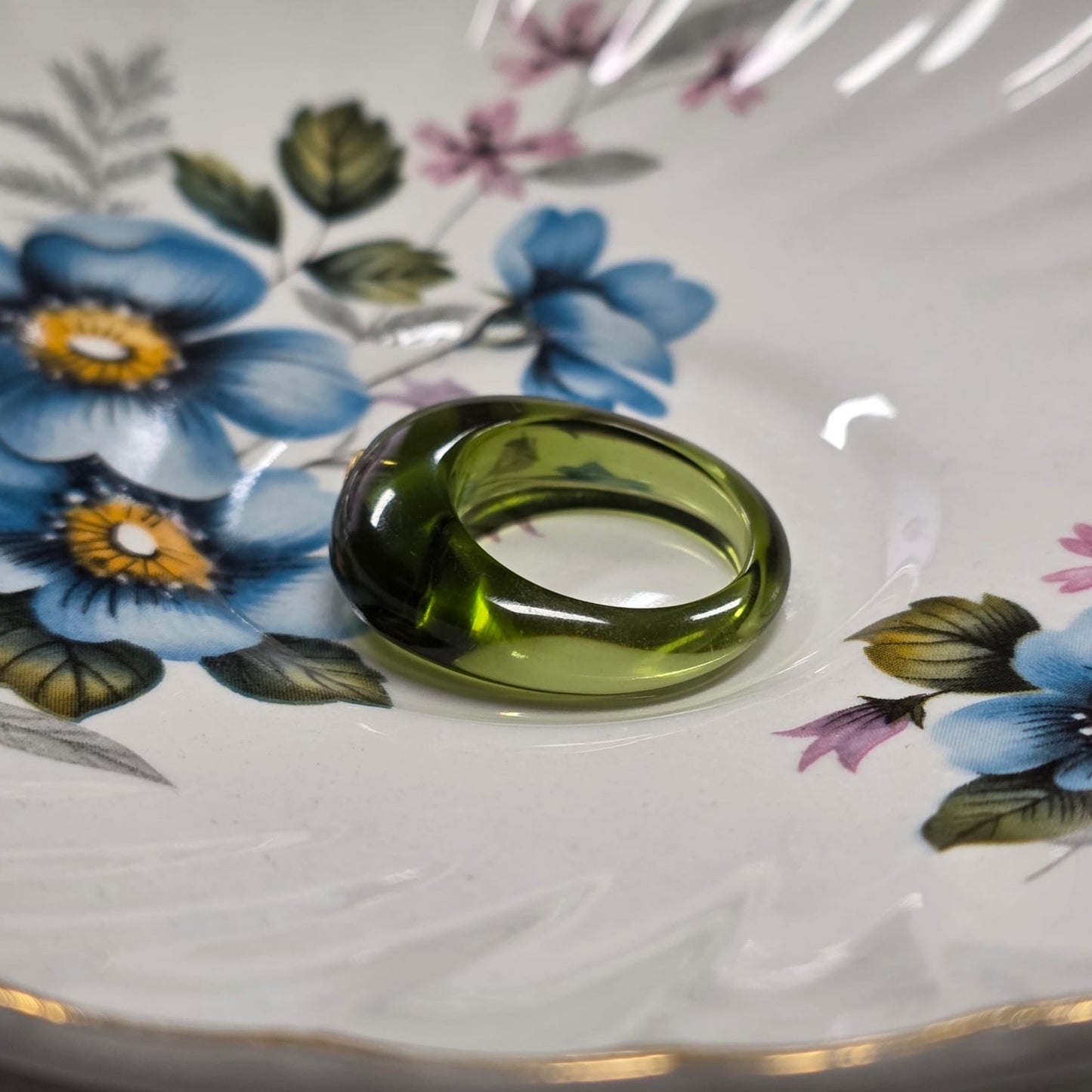 Retro André Benitah resin ring met 18k goud en diamant