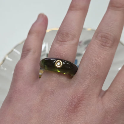 Retro André Benitah resin ring met 18k goud en diamant