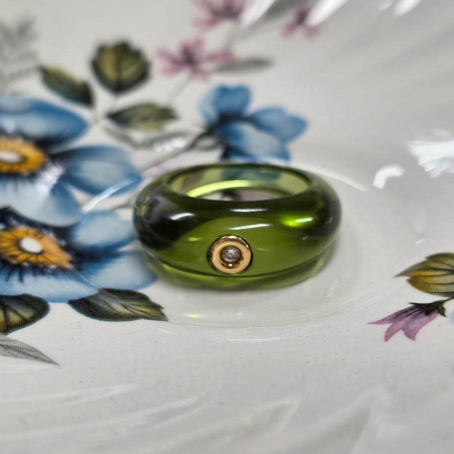 Retro André Benitah resin ring met 18k goud en diamant