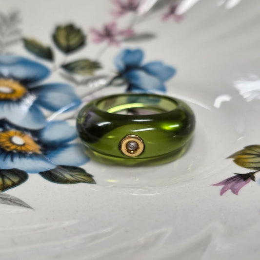 Retro André Benitah resin ring met 18k goud en diamant