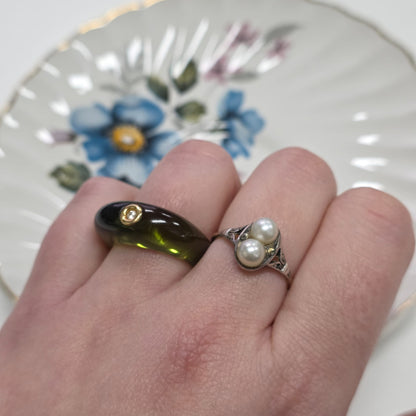 Retro André Benitah resin ring met 18k goud en diamant