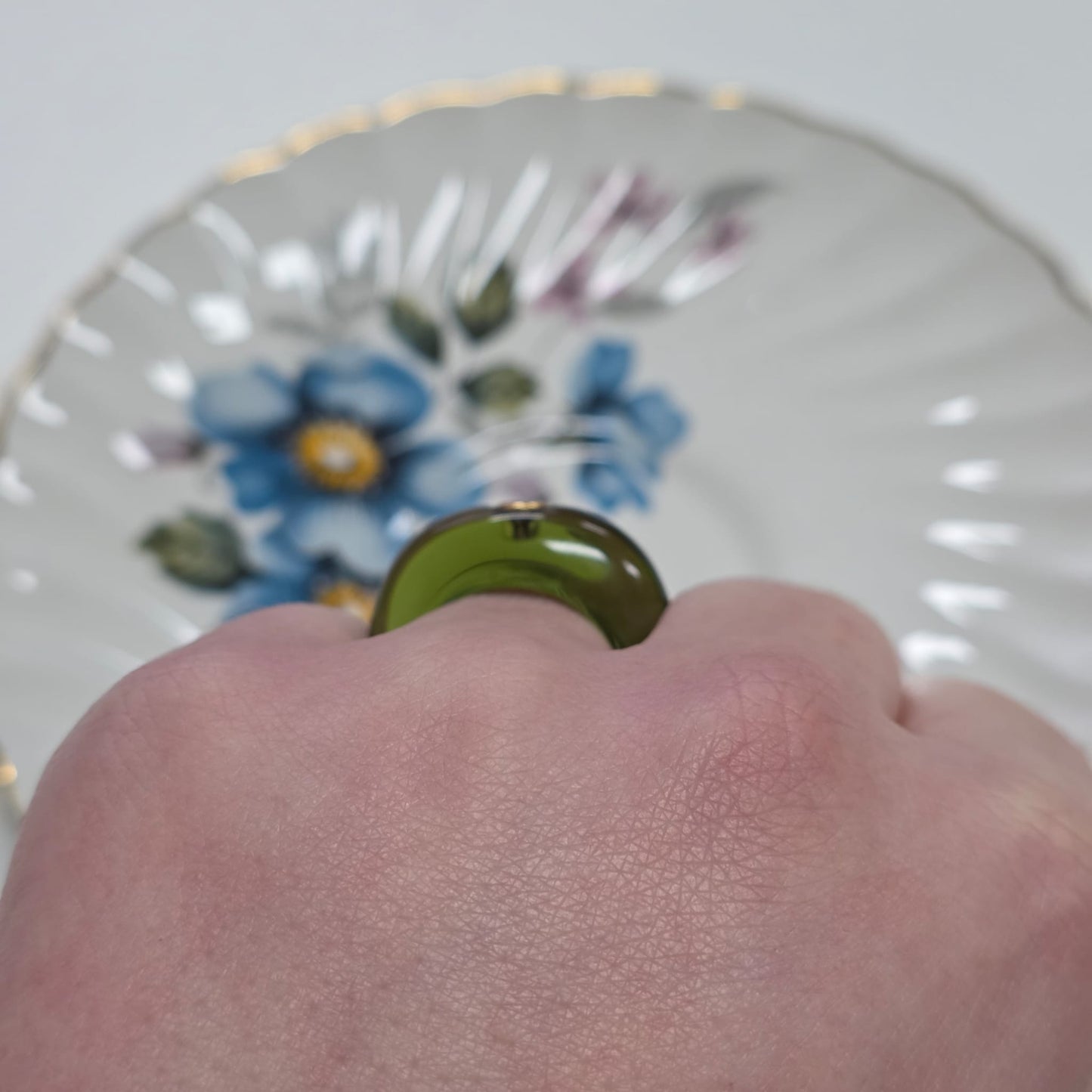 Retro André Benitah resin ring met 18k goud en diamant