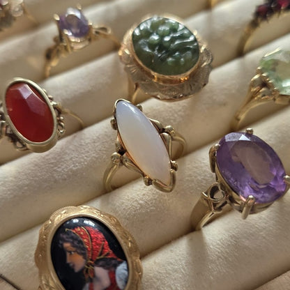 Vintage 14k gouden ring maansteen