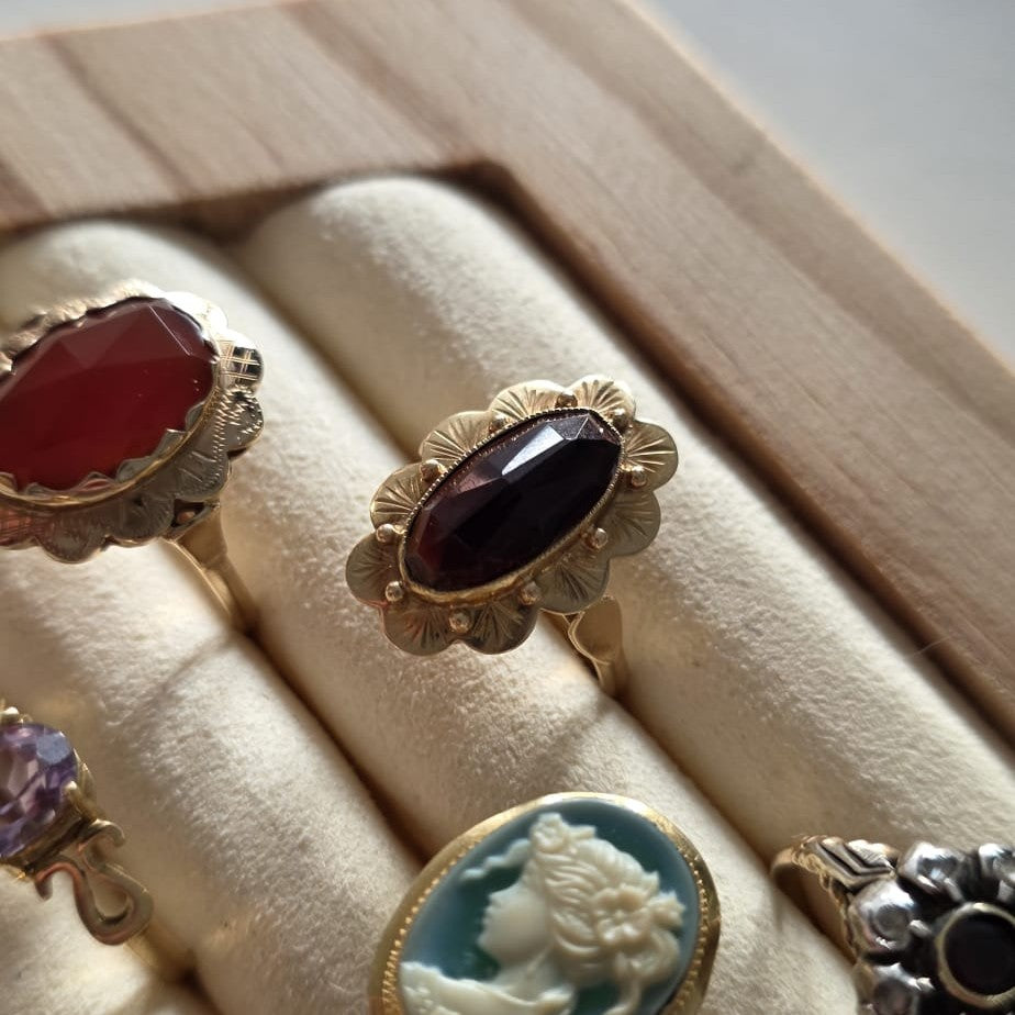 Vintage 14k gouden ring granaat