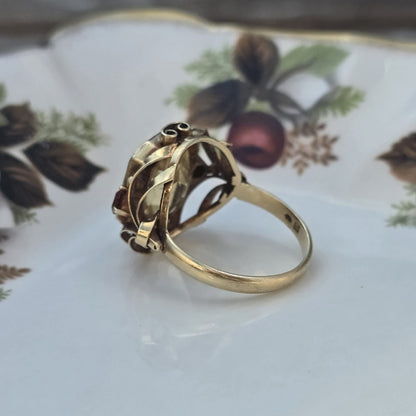 Vintage 14k gouden ring citrien krullen