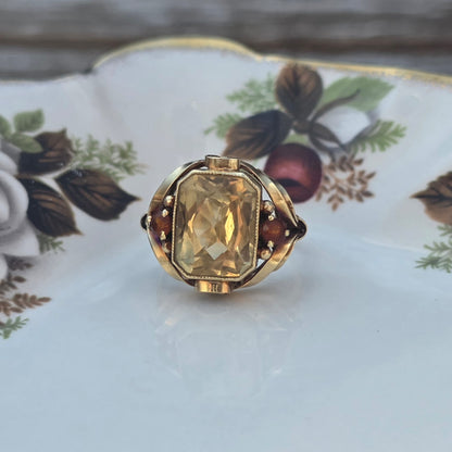 Vintage 14k gouden ring citrien krullen