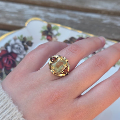 Vintage 14k gouden ring citrien krullen