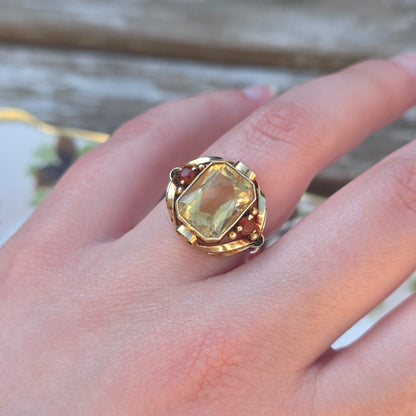Vintage 14k gouden ring citrien krullen
