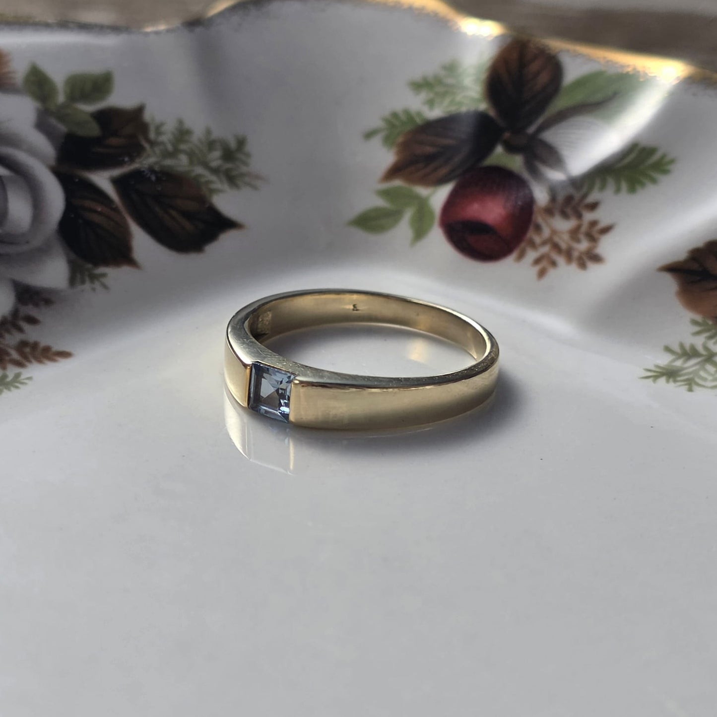 Vintage 14k gouden ring topaas princess cut