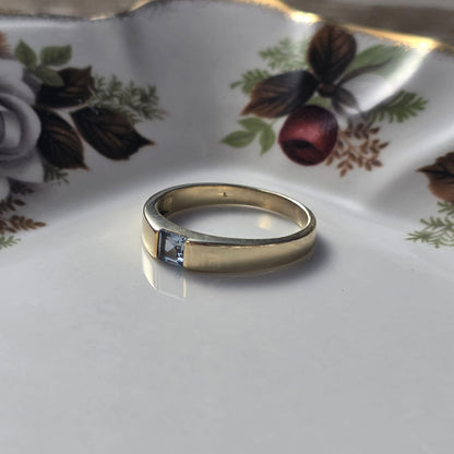 Vintage 14k gouden ring topaas princess cut