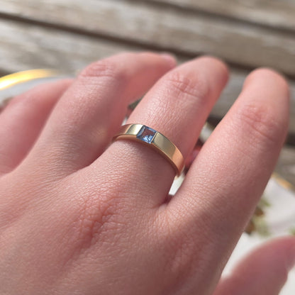 Vintage 14k gouden ring topaas princess cut