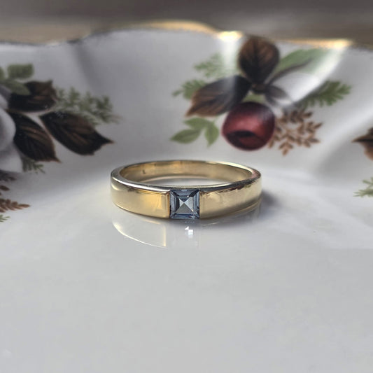 Vintage 14k gouden ring topaas princess cut