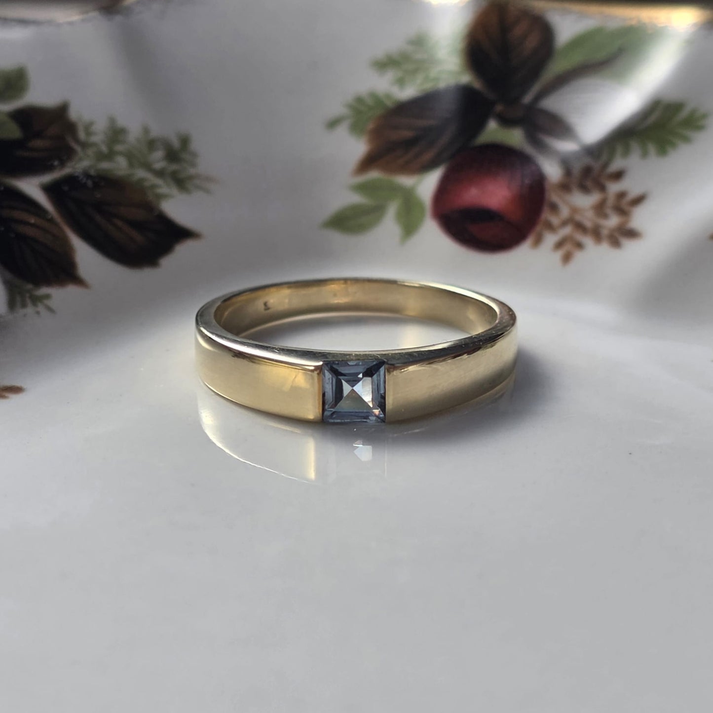 Vintage 14k gouden ring topaas princess cut