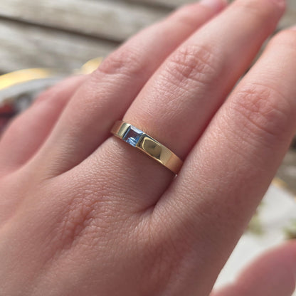 Vintage 14k gouden ring topaas princess cut