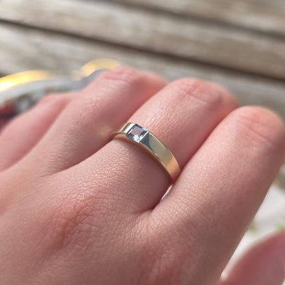 Vintage 14k gouden ring topaas princess cut