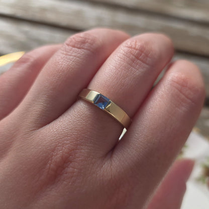 Vintage 14k gouden ring topaas princess cut