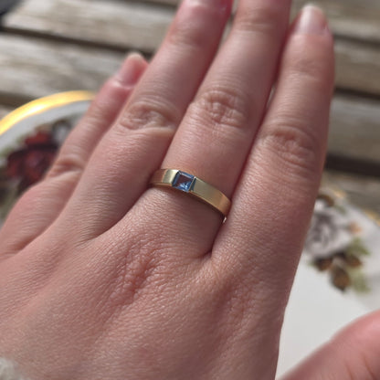 Vintage 14k gouden ring topaas princess cut