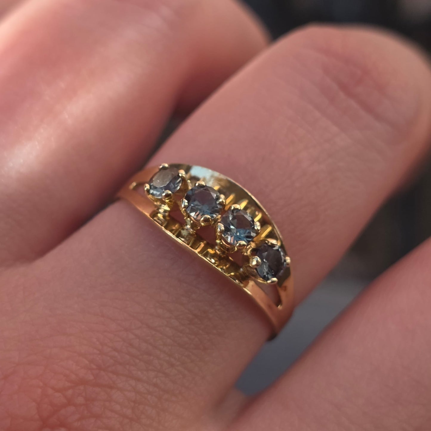 Vintage 14k gouden ring salie groene spinel