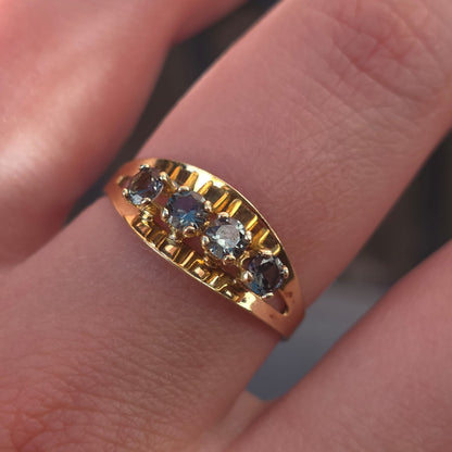 Vintage 14k gouden ring salie groene spinel