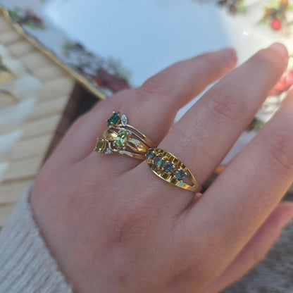 Vintage 14k gouden ring salie groene spinel