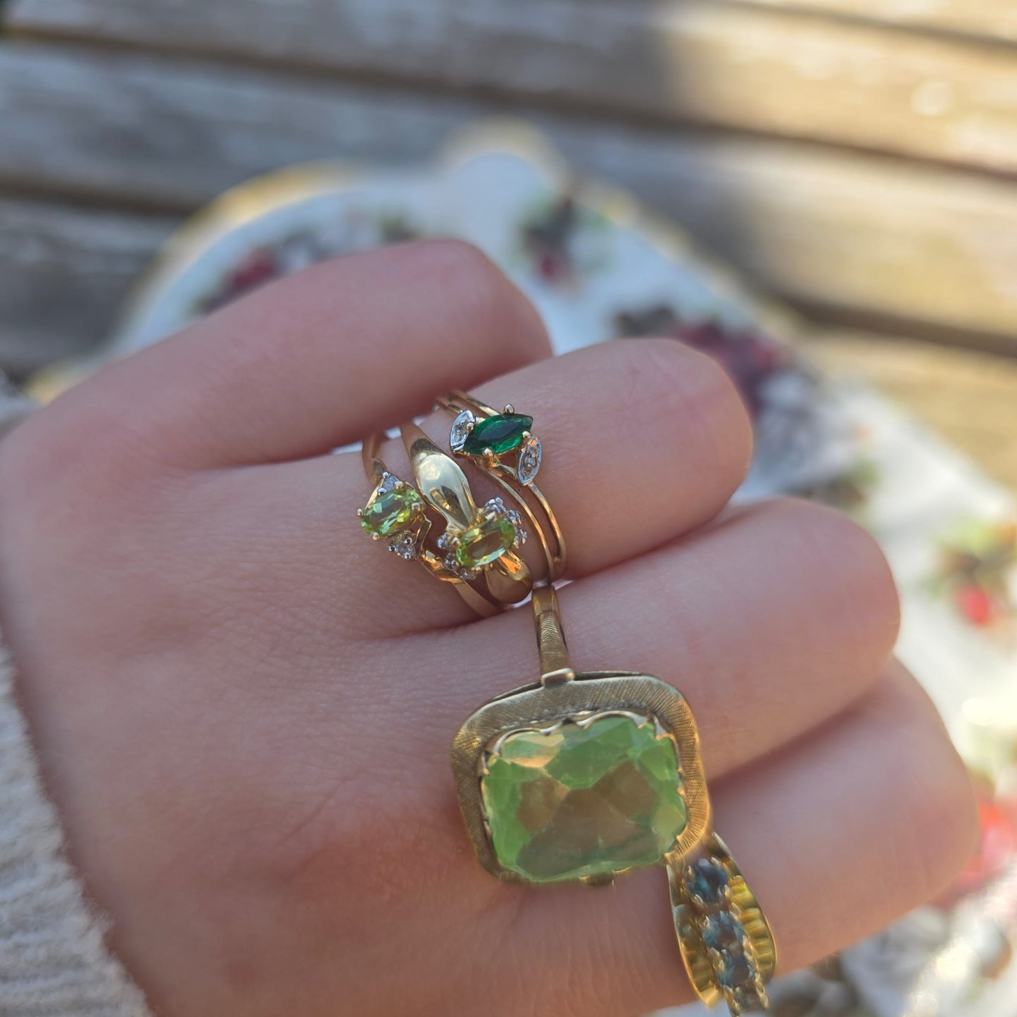 Vintage 10k ring met smaragd