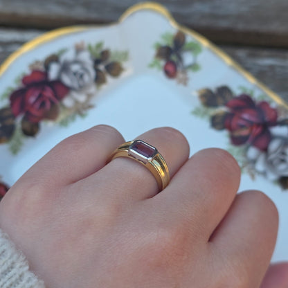 Vintage 14k gouden ring amethist baguette
