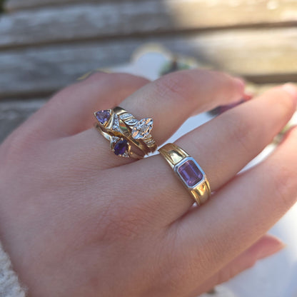 Vintage 14k gouden ring amethist baguette