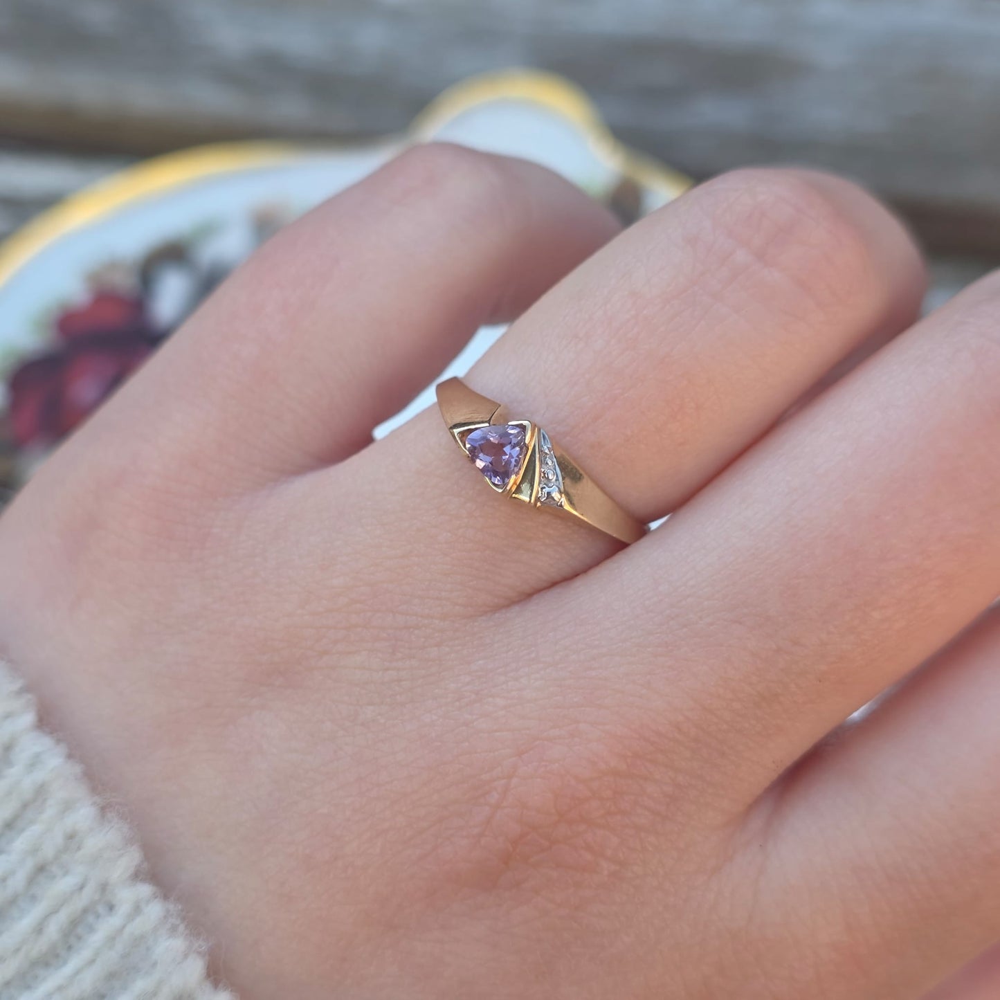 Vintage 10k ring met amethist