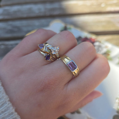 Vintage 14k gouden ring amethist baguette
