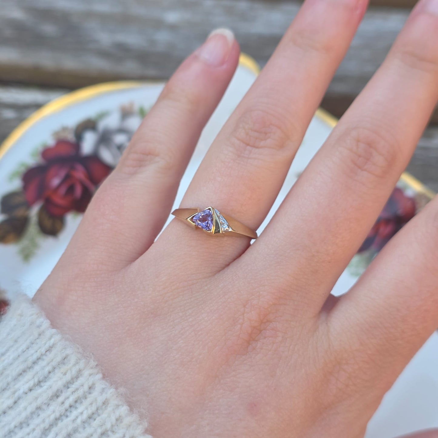 Vintage 10k ring met amethist