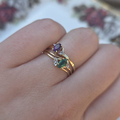 Vintage 10k ring met smaragd