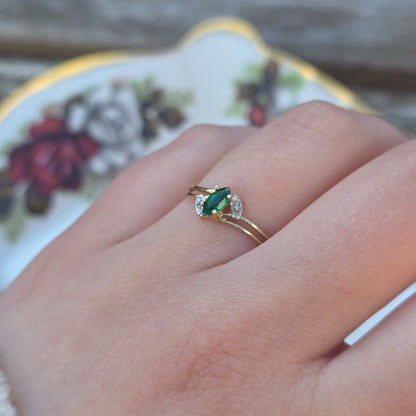 Vintage 10k ring met smaragd
