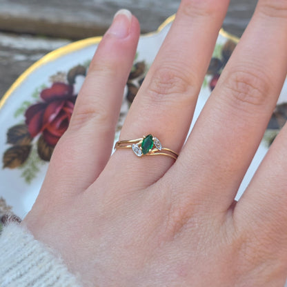 Vintage 10k ring met smaragd