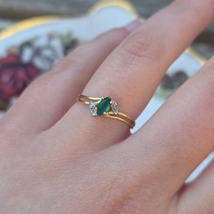 Vintage 10k ring met smaragd