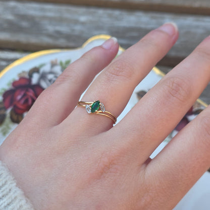 Vintage 10k ring met smaragd