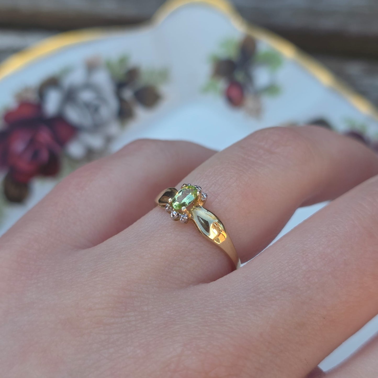 Vintage 10k ring met peridot