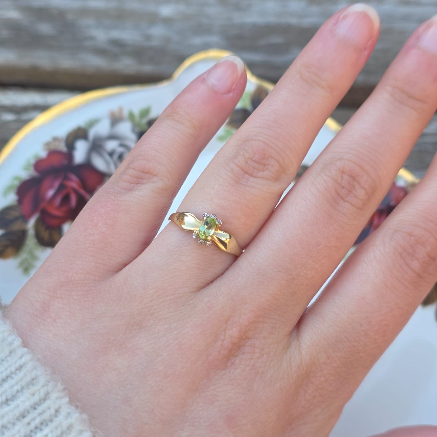 Vintage 10k ring met peridot