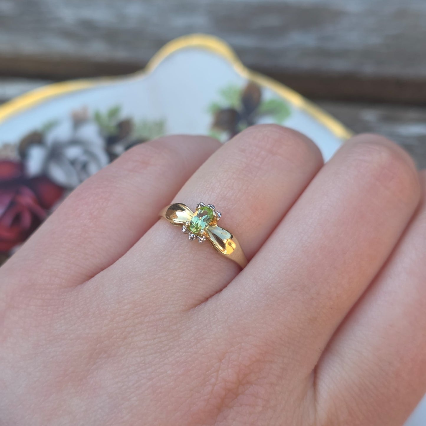 Vintage 10k ring met peridot