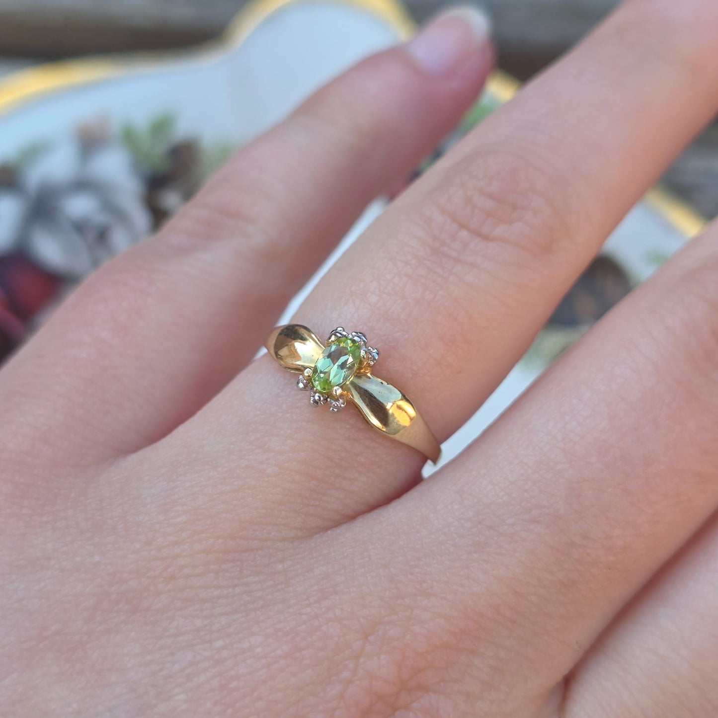 Vintage 10k ring met peridot