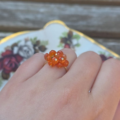 Vintage 10k ring met bewegende carneool