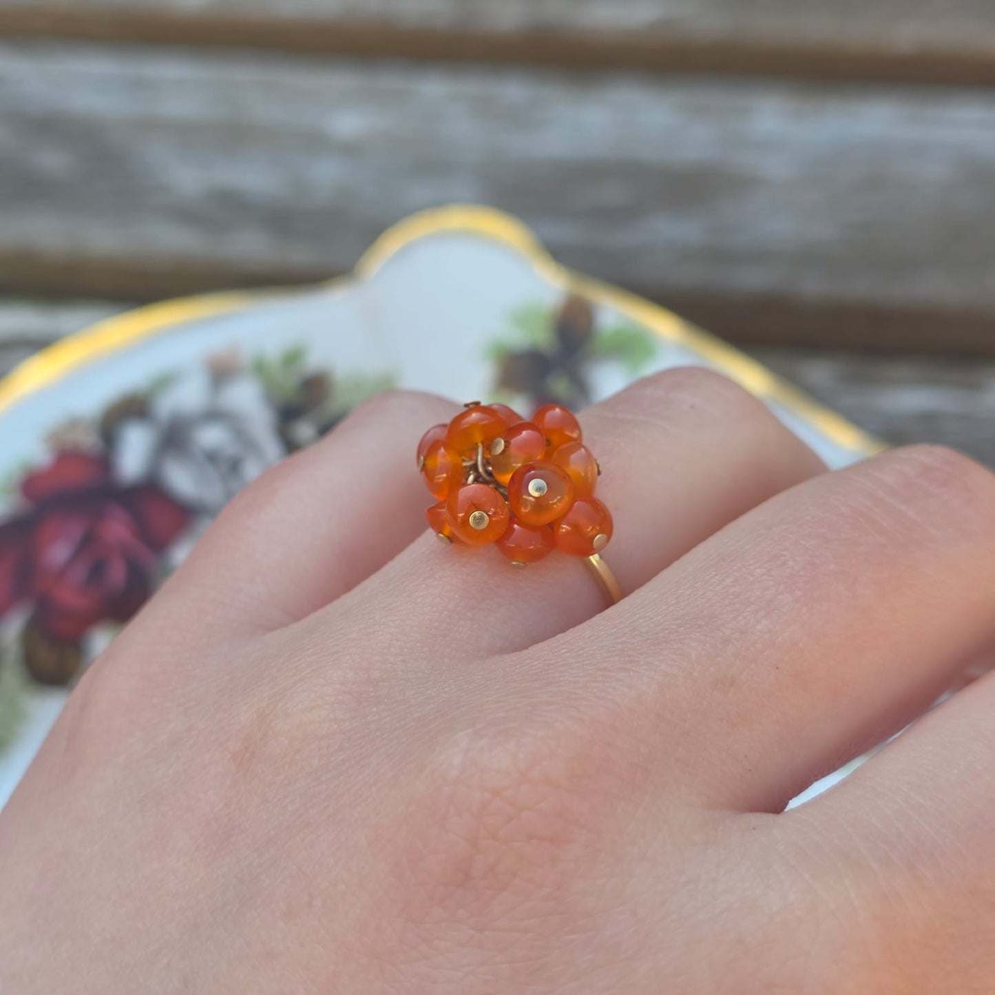 Vintage 10k ring met bewegende carneool