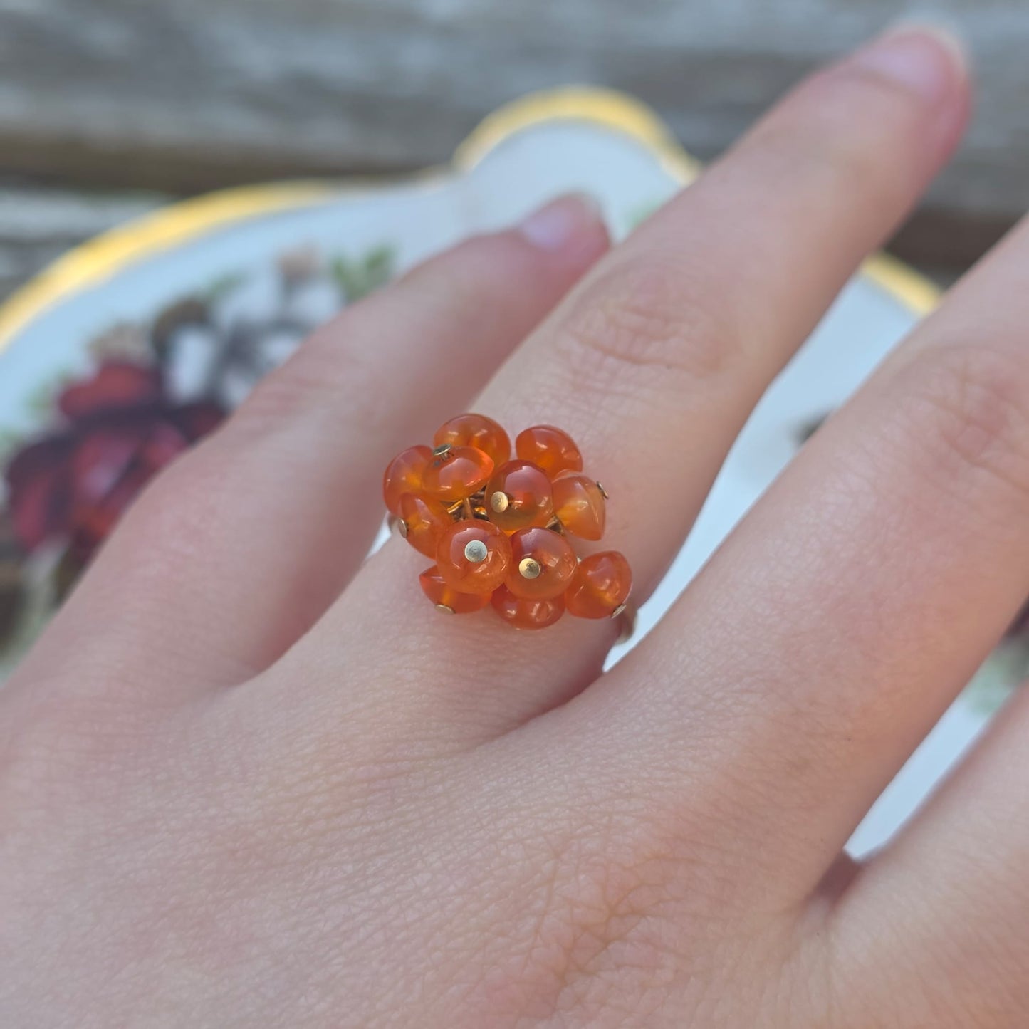 Vintage 10k ring met bewegende carneool