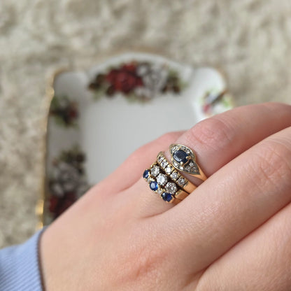 Vintage 14k gouden ring met 3 diamanten